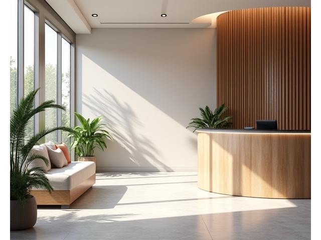Entrada moderna y acogedora de las oficinas de Vida Serena en Valencia, con plantas y luz natural.